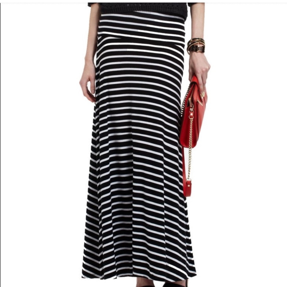 BCBG MAXARZIA KAROLIN STRIPPED MAXI SKIRT